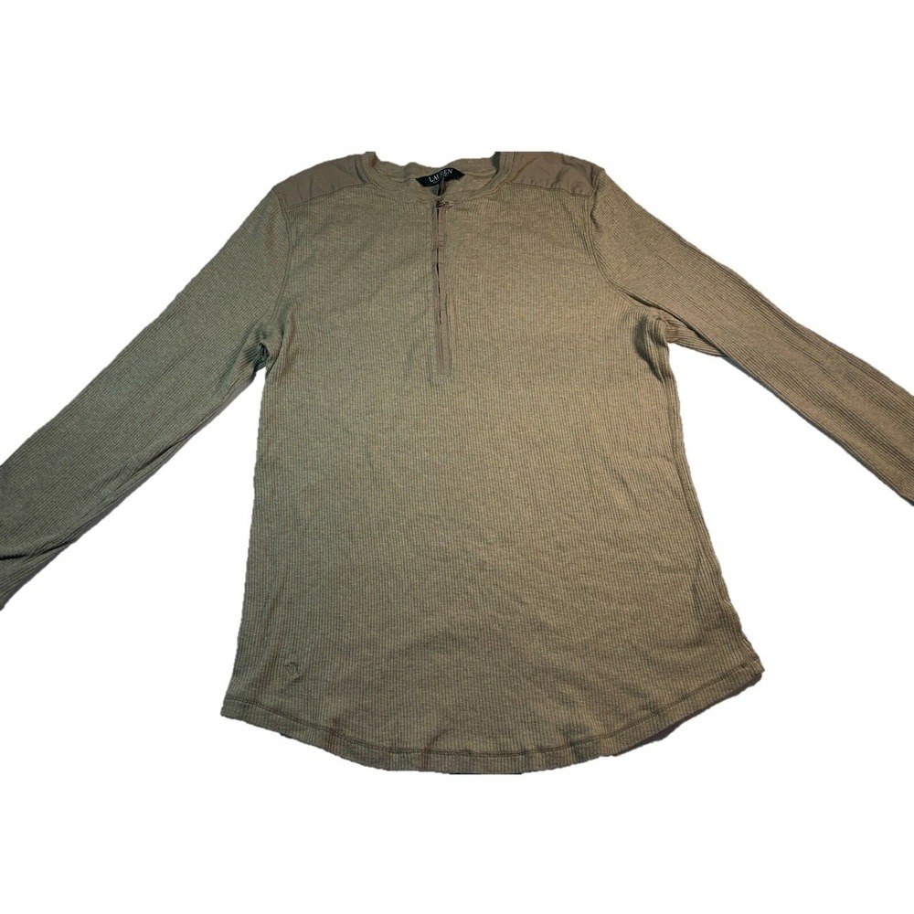 Lauren Ralph Lauren 1/4 Zip Sweater Womens Size lX Brown Long Sleeve‎ Shirt- EUC